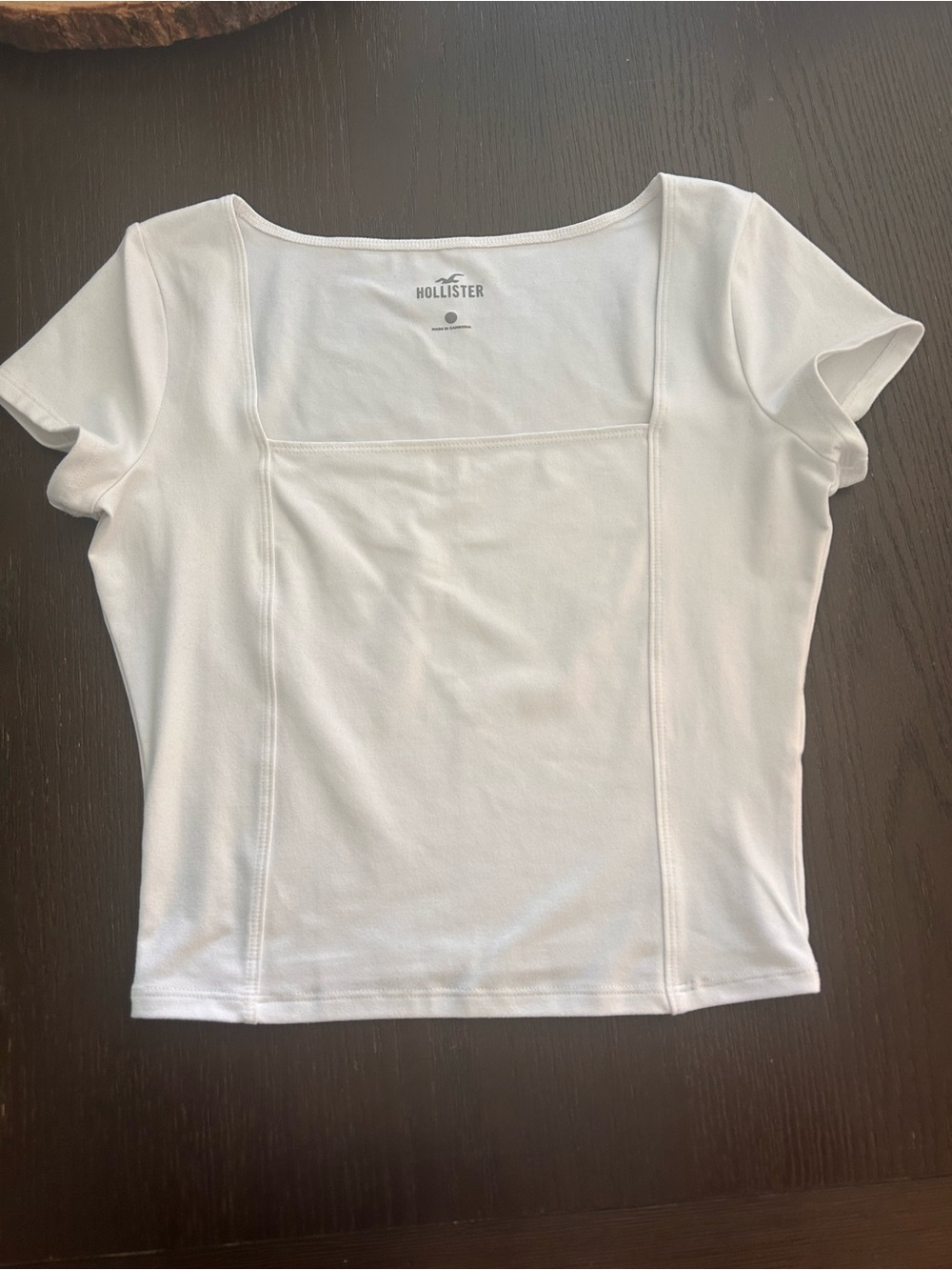 Hollister White Square-Neck Cropped Short Sleeve Tee
